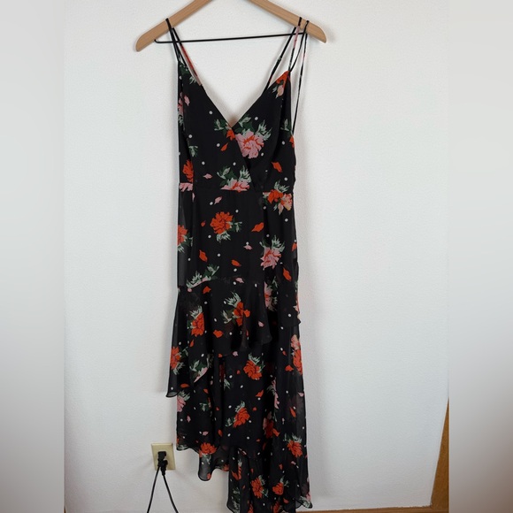 Lulu’s California Sunset Black Floral Print High-Low Dress XL - Picture 4 of 9